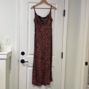 Zebra Cowl Neck Midi Dress
